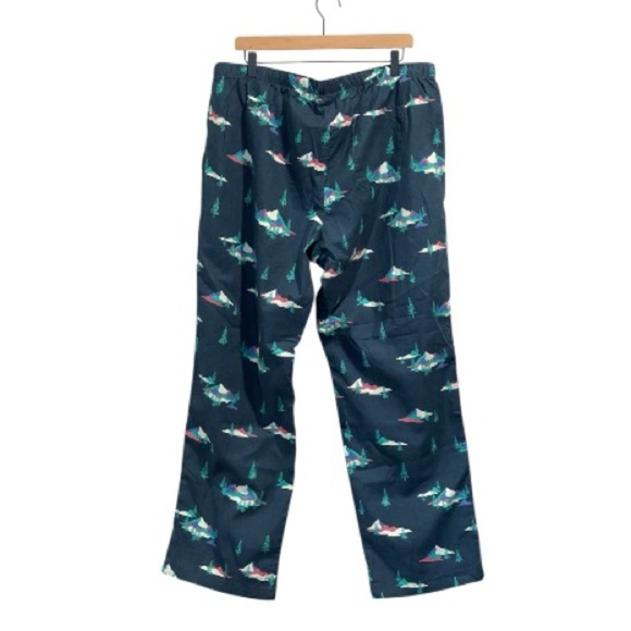 NWT Eddie Bauer Women’s Flannel Pajama Bottoms, Blue with Evergreen Trees, XL - Picture 4 of 14